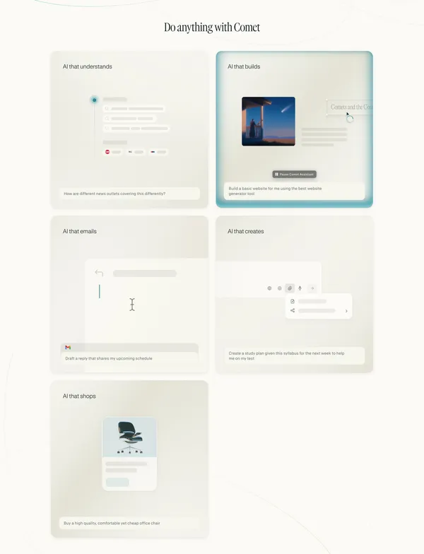 Comet Browser: a Personal AI Assistant - Landing design inspiration