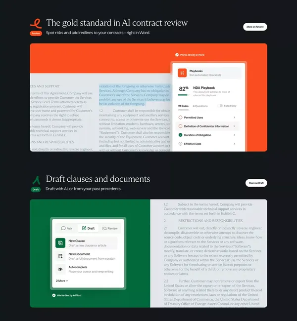 Spellbook - AI Contract Review & Drafting - Landing design inspiration