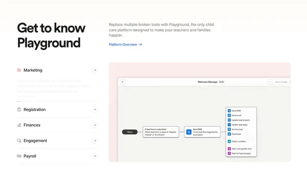Child Care Management Software & App | Playground - Landing design inspiration