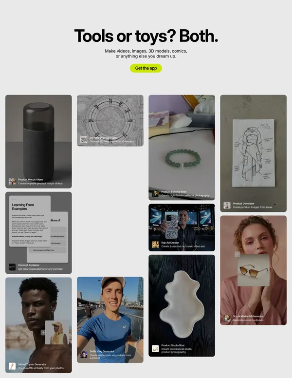 Tinker — Play with AI, bring your ideas to life - Landing design inspiration