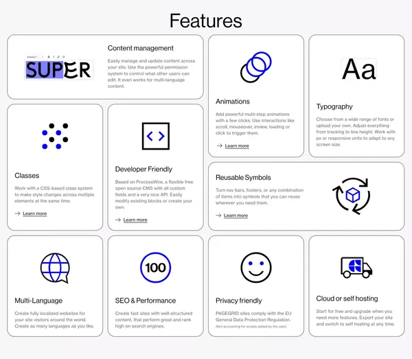 PAGEGRID – A flexible open source site builder - Landing design inspiration