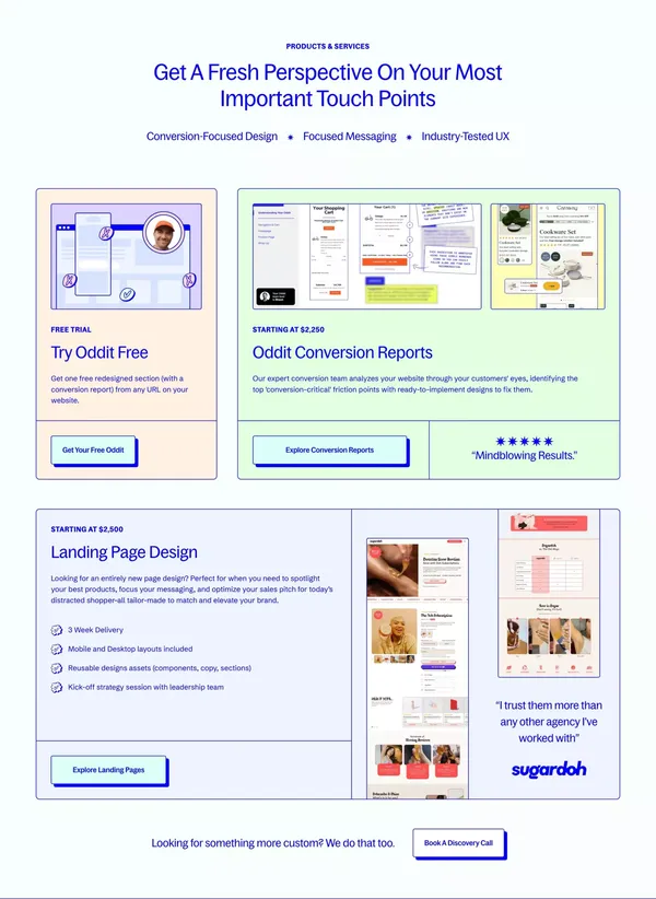 Oddit | A Fresh Perspective on your Customer Journey - Landing design inspiration