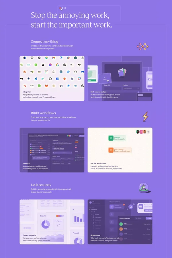 Tines | The smart, secure workflow builder - Landing design inspiration