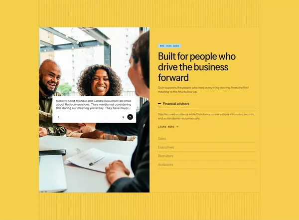 Quin — Meet your dream assistant - Landing design inspiration