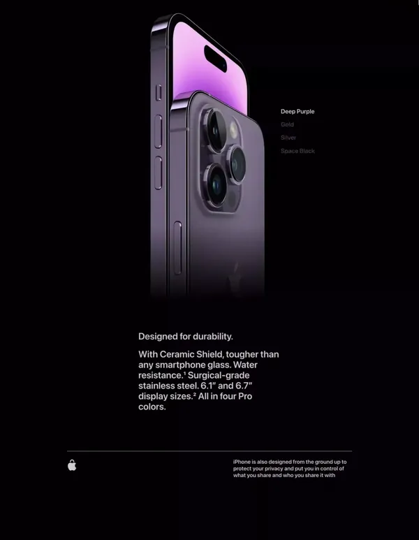 iPhone 14 Pro and iPhone 14 Pro Max - Apple - Landing design inspiration