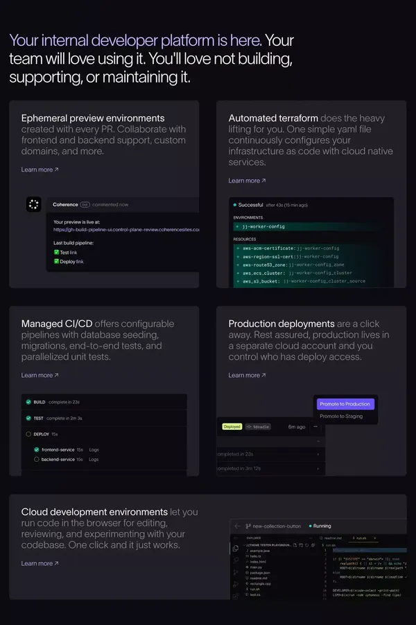 Coherence — The Heroku-like DX layer for your AWS - Landing design inspiration