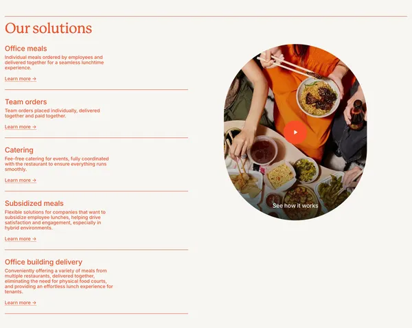 Office Lunches, Catering and Team Orders — 50+ restaurants for your team - Landing design inspiration