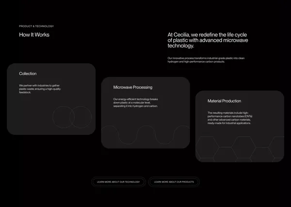 Cecilia: Transform Plastic Waste into Recycled Carbon - Landing design inspiration