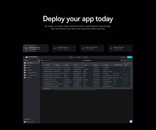 Glide | Build custom business software in minutes - Landing design inspiration