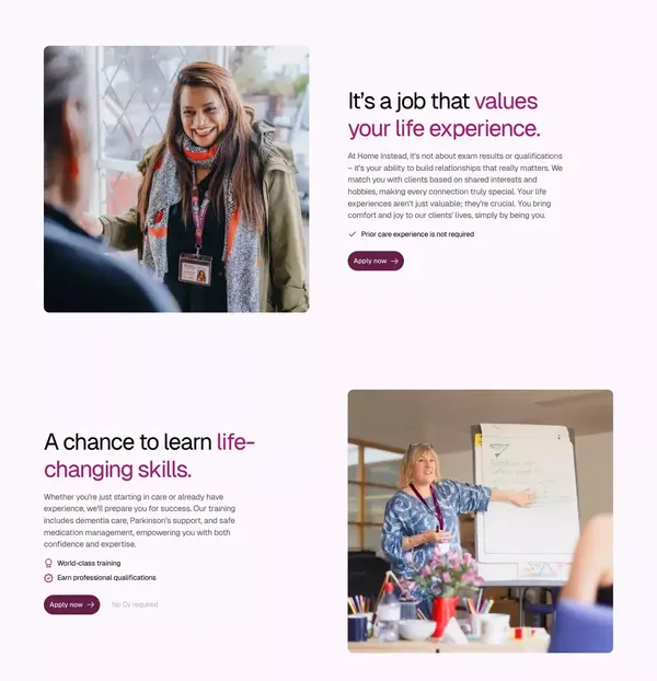 Home Instead Jobs - Apply Today - Landing design inspiration