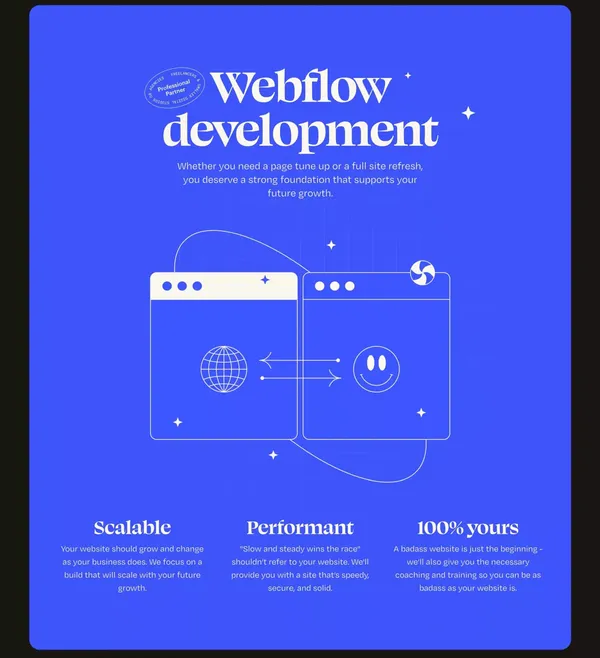 Webflix Studio | Supporting badass marketing teams with top-notch design and development. - Landing design inspiration