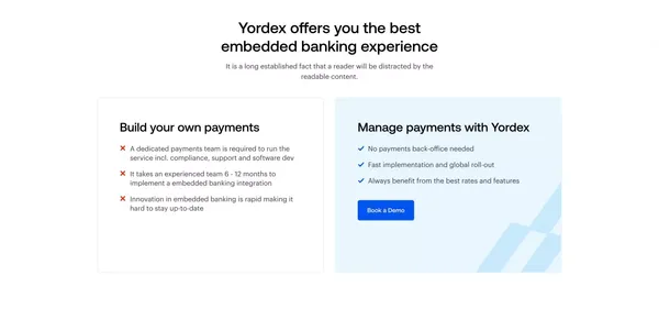 Yordex | Embedded payments - Landing design inspiration