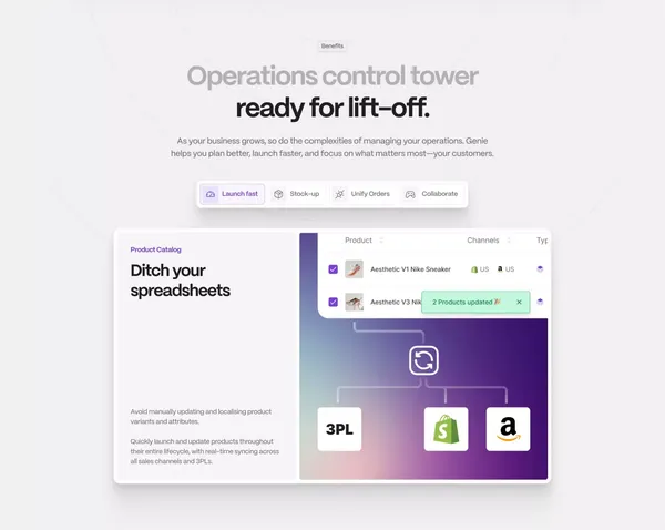 Genie - Scale your e-com backend ops, effortlessly. - Landing design inspiration