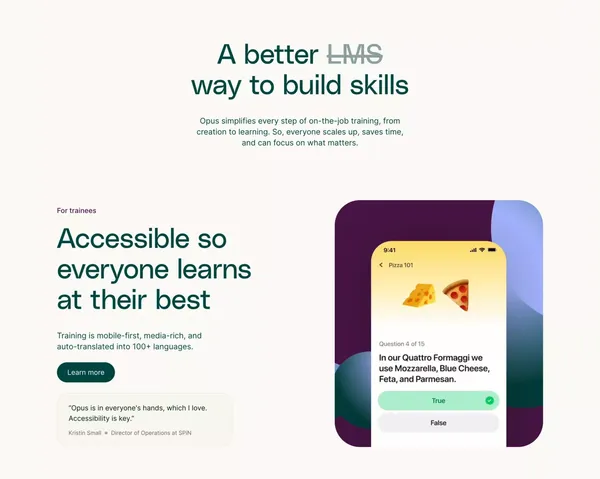 Opus - The training platform built for your frontline - Landing design inspiration