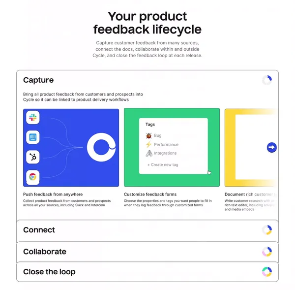 Cycle | Turn product feedback into customer love - Landing design inspiration