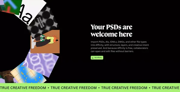 Affinity | Professional Creative Software, Free for Everyone - Landing design inspiration
