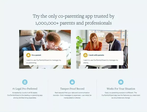 OurFamilyWizard - Best Co-Parenting App for Child Custody - Landing design inspiration