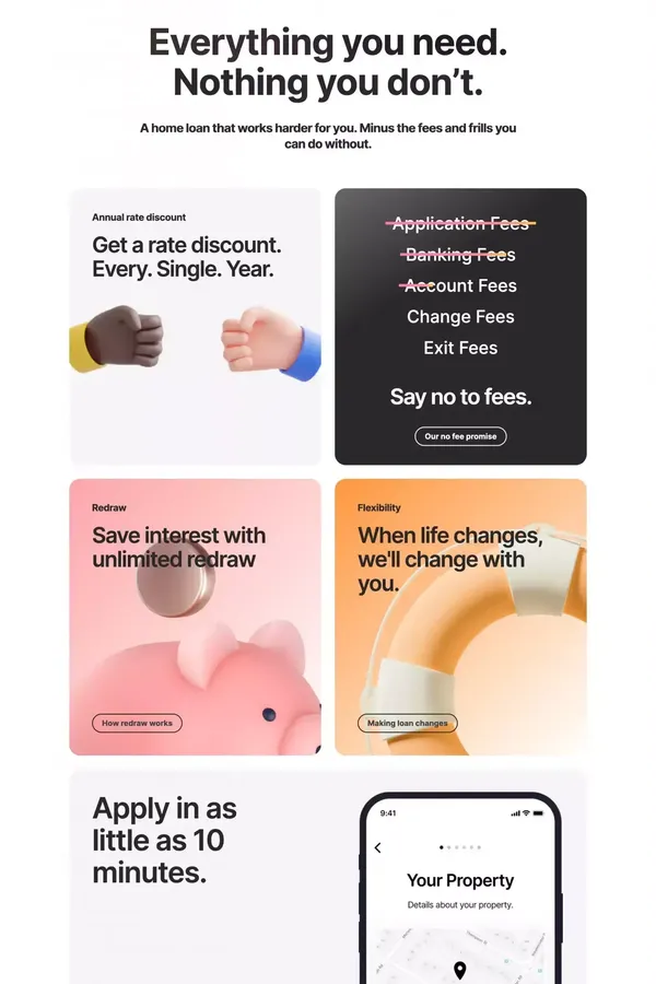 Unloan | Built by CommBank - Landing design inspiration
