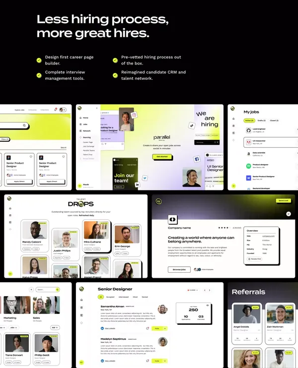 Parallel | The hiring stack for start ups - Landing design inspiration