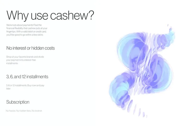 Shop now, pay later | cashew - Landing design inspiration