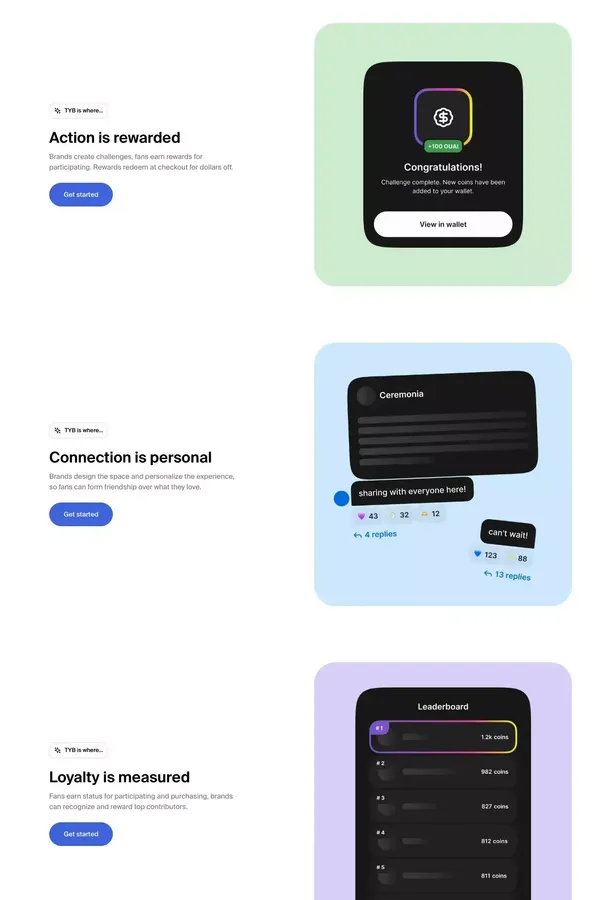 Community Rewards Platform | TYB - Landing design inspiration