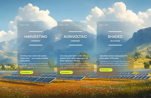 Covering farms with solar panels - Landing design inspiration