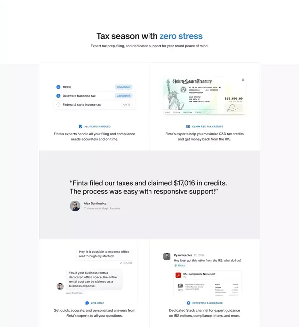 Finta: Taxes & Accounting Simplified - Landing design inspiration