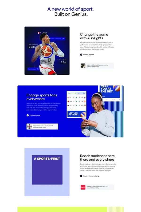 Official Sports Data, Technology and Feeds | Genius Sports | Genius Sports - Landing design inspiration
