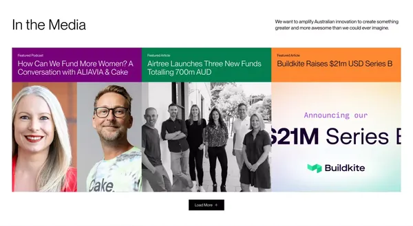 Euphemia | Making Australia’s startup scene Awesome - Landing design inspiration