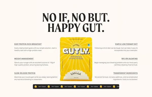 Gutly | Super friendly, to your sensitive tummy! - Landing design inspiration