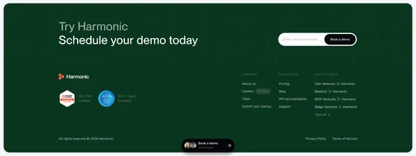 Harmonic.ai - The complete startup database - Landing design inspiration