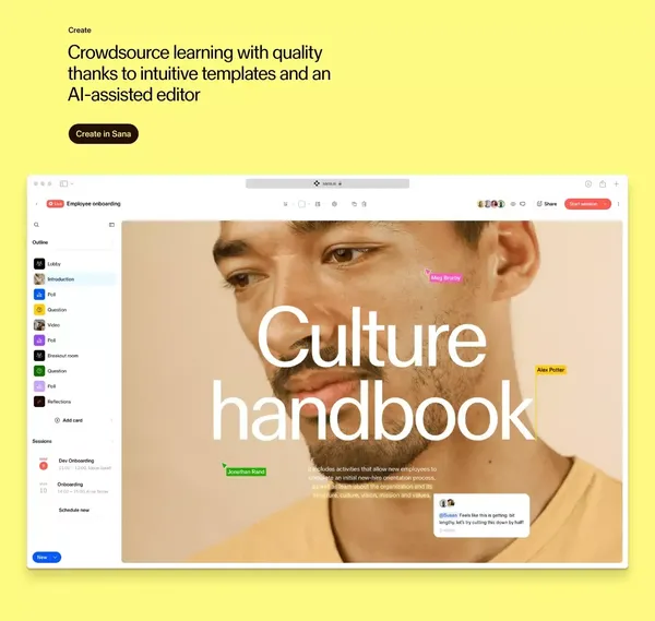 Personalized, collaborative learning | Sana Labs - Landing design inspiration