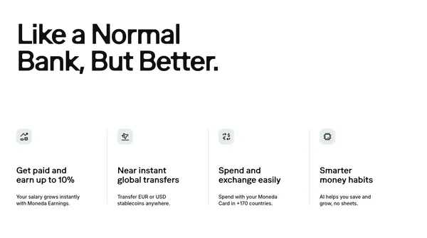Moneda | Self-Custodial Neo Finance - Landing design inspiration
