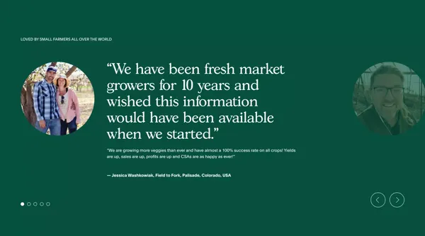 Organic Farming Online Courses, Books & Articles - The Market Gardener - Landing design inspiration