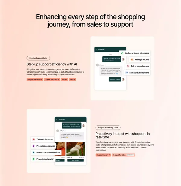 The AI Customer Experience Platform for Ecommerce | Gorgias - Landing design inspiration