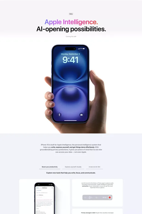iPhone 16 and iPhone 16 Plus - Apple - Landing design inspiration