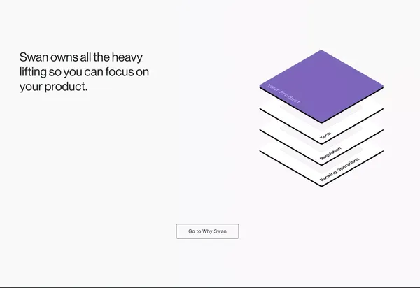 Swan - The easiest way to embed banking features - Landing design inspiration
