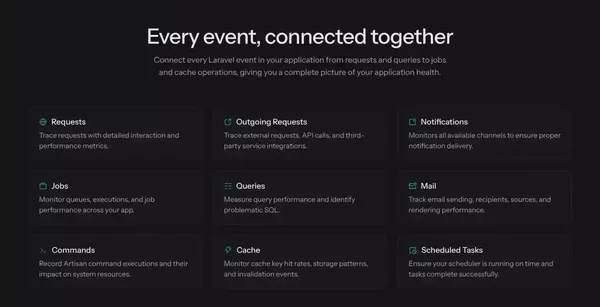 Laravel Nightwatch - Landing design inspiration
