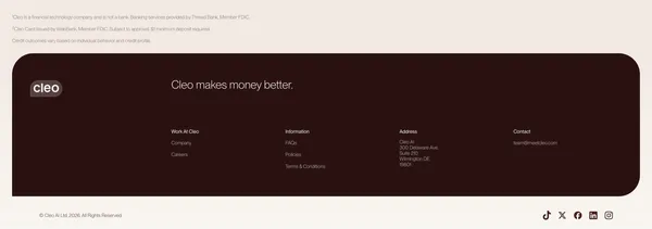 Cleo makes money better. - Landing design inspiration