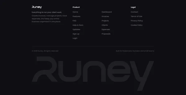Runey — Invoices, Projects & Clients in One Place - Landing design inspiration