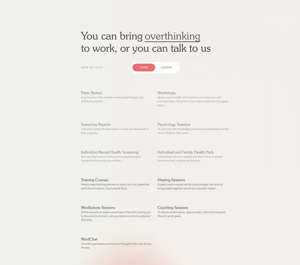 MindPartner — for your company's mental health - Landing design inspiration
