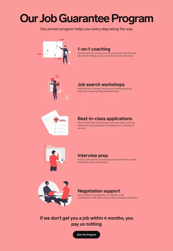 Accept an offer at a great company with ease, or it's free. - Landing design inspiration
