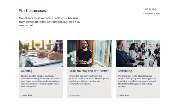 Conversation Design Institute | CDI Academy - Landing design inspiration