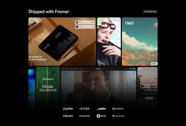 Framer: Create a professional website, free. No code website builder loved by designers. - Landing design inspiration