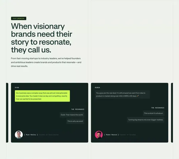 Resonance Studio | From bold ideas to brands and products that resonate. - Landing design inspiration
