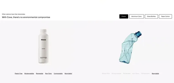 Cove Water - Landing design inspiration