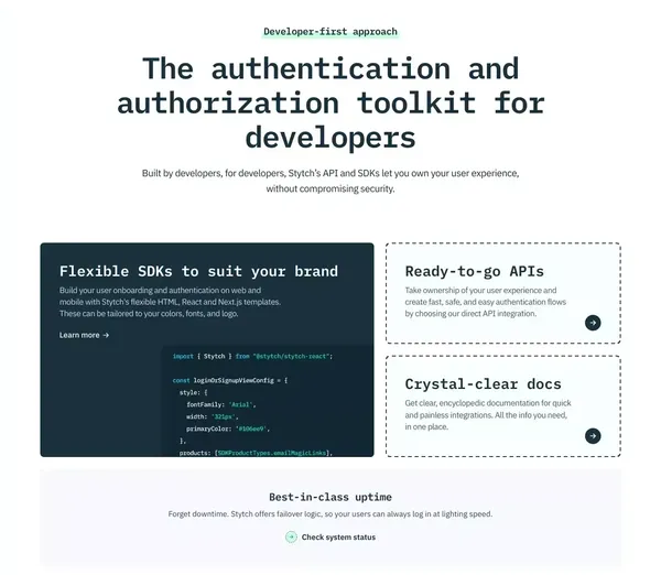 All-in-one platform for authentication and identity management | Stytch - Landing design inspiration