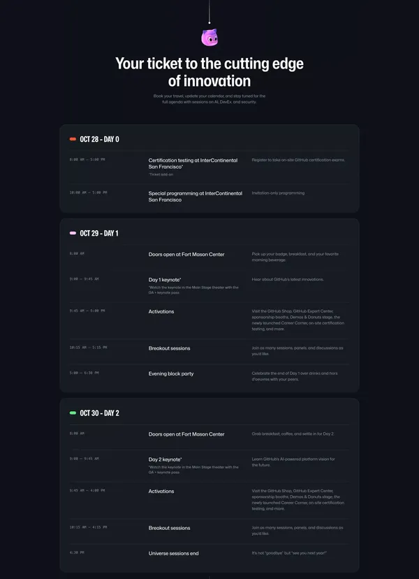 GitHub Universe - 2024 - Landing design inspiration