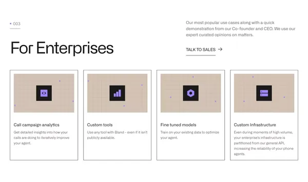 Bland AI | Automate Phone Calls with Conversational AI for Enterprises - Landing design inspiration