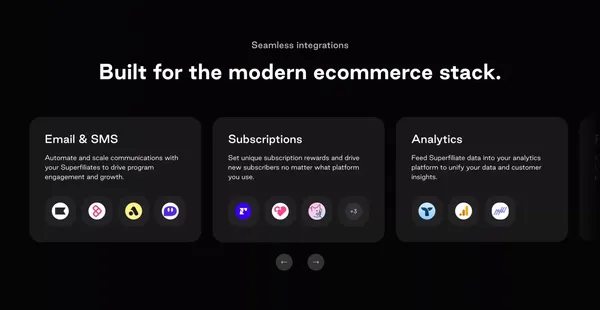 Superfiliate | Scale end to end influencer, affiliate and referral programs - Landing design inspiration